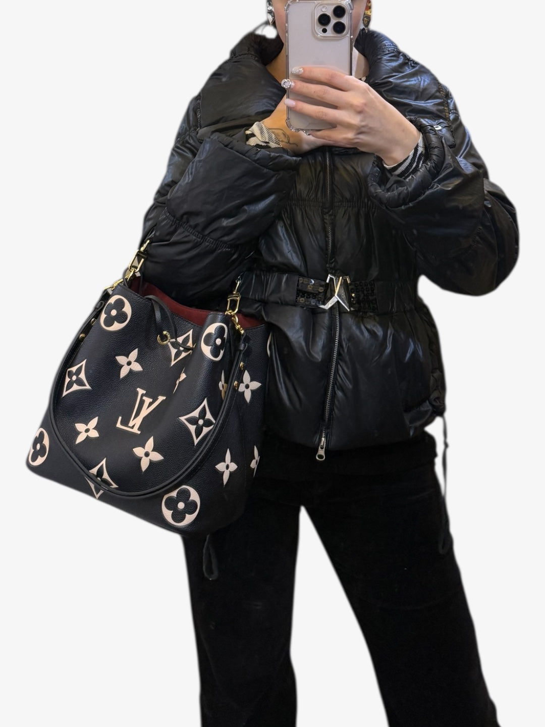 Sac NéoNoé MM en cuir Monogram Empreinte Giant Noir.