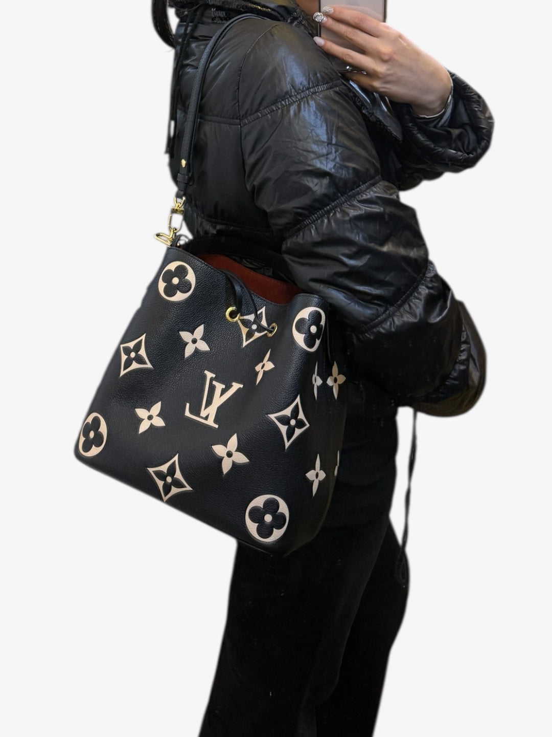 Sac NéoNoé MM en cuir Monogram Empreinte Giant Noir.