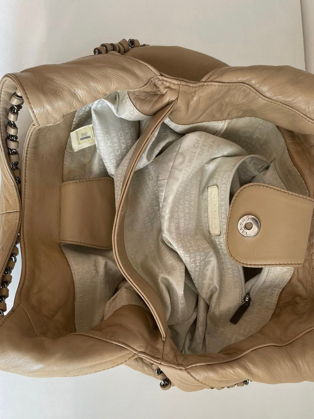Sac Hobo Cuir Beige