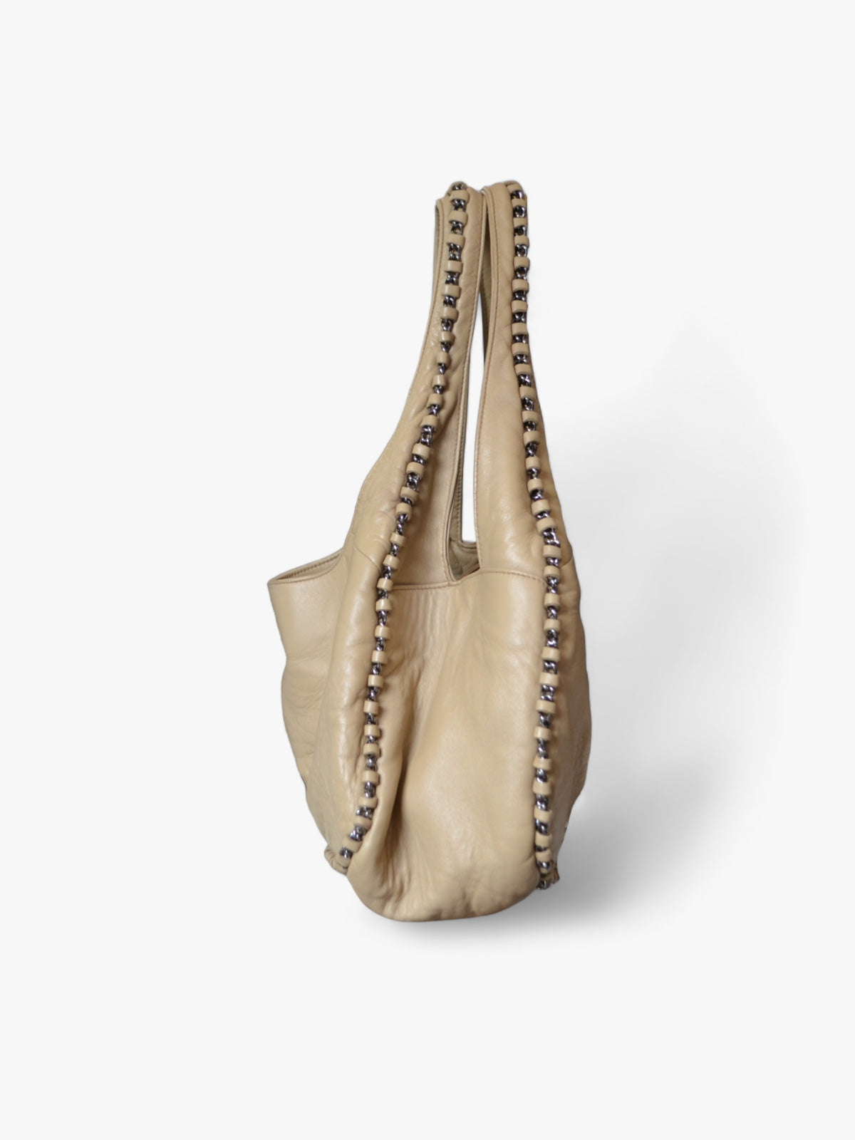 Sac Hobo Cuir Beige