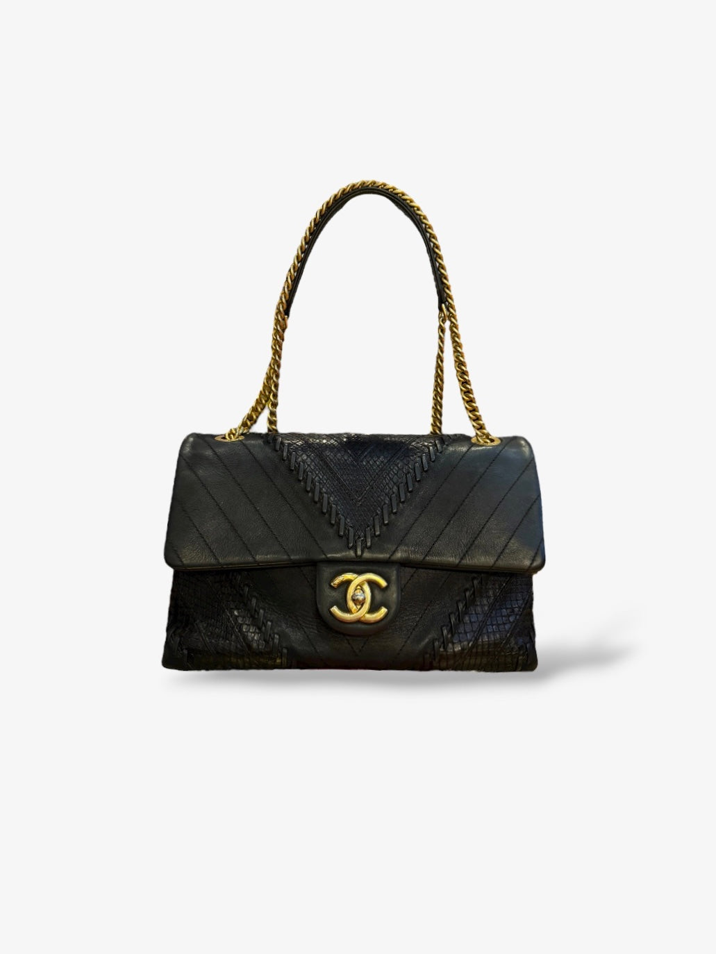 Sac Timeless Flap Chevron &amp; Phyton Patchwork